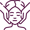 Person receiving a calming facial treatment.