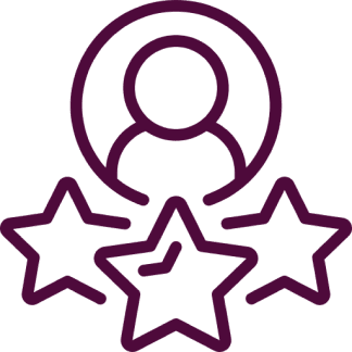 User icon with stars for ratings.
